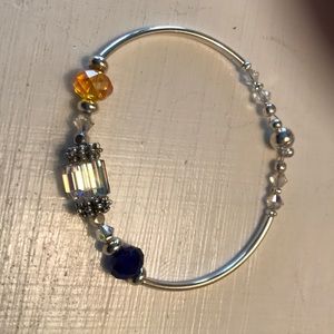 Blingy Bangle Type Bracelet With Beads